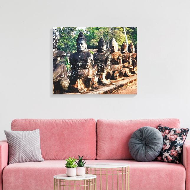 Angkor Thom Götterstatuen  Leinwanddruck (Insitu (Wohnzimmer))