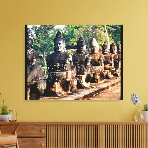Angkor Thom Götterstatuen Leinwanddruck