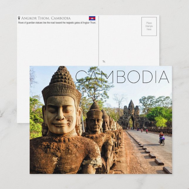 Angkor Thom, Kambodscha Reise Postkarte (Vorne/Hinten)