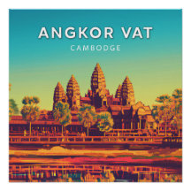 Angkor Vat, Kambodscha, Retro-Chic-Poster