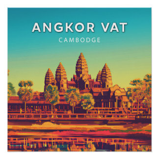 Angkor Vat, Kambodscha, Retro-Chic-Poster Poster