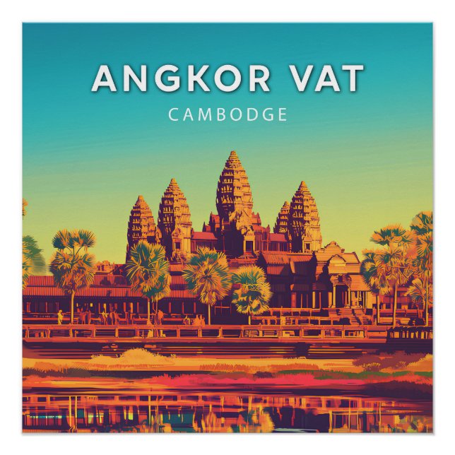 Angkor Vat, Kambodscha, Retro-Chic-Poster Poster (Vorderseite)