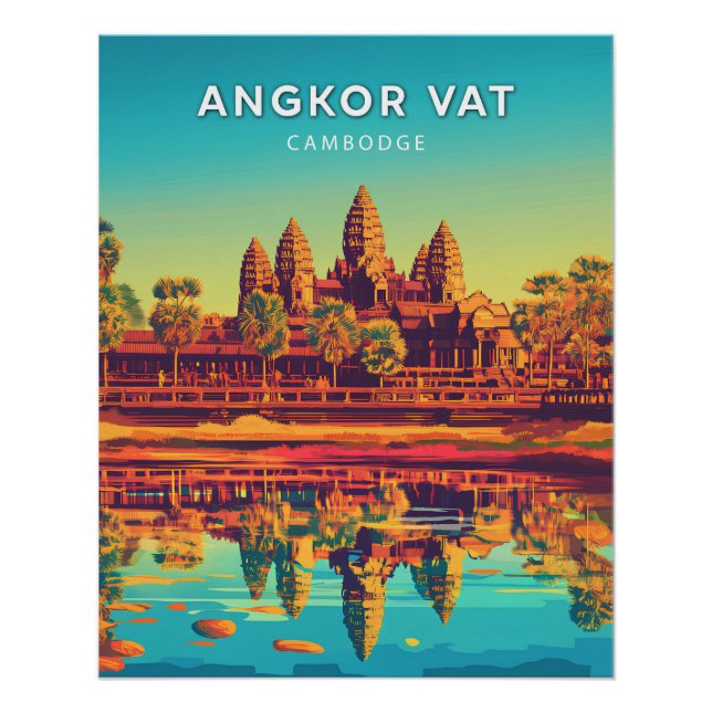 Angkor Vat, Kambodscha, Retro-Chic-Poster Poster (Vorderseite)