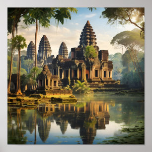 Angkor Wat, alter Khmer-Tempel Poster