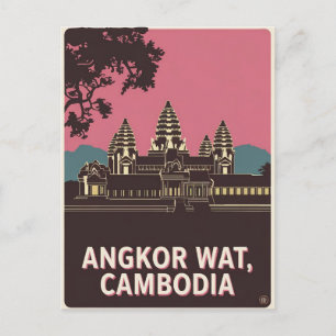 Angkor Wat Cambodia Illustration Postkarte
