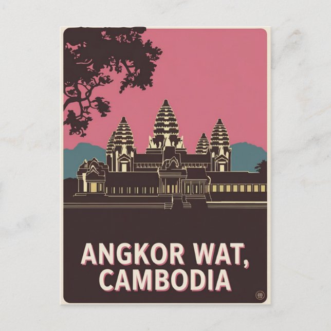 Angkor Wat Cambodia Illustration Postkarte (Vorderseite)