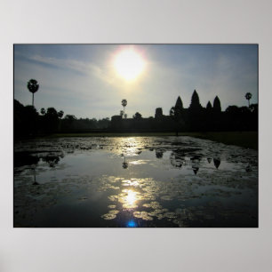 Angkor Wat Cambodia Morning Silhouette Print Poster