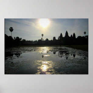 Angkor Wat Cambodia Morning Silhouette Print Poster