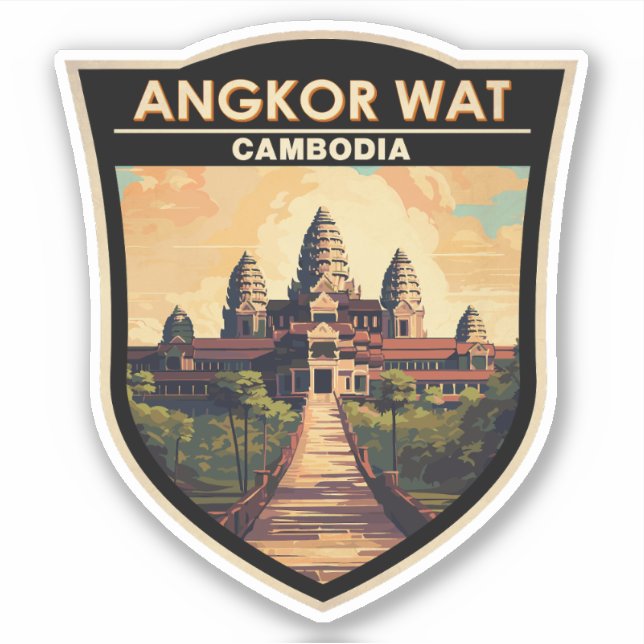 Angkor Wat Cambodia Reisen Vintag Aufkleber (Vorderseite)