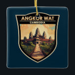 Angkor Wat Cambodia Reisen Vintag Keramikornament<br><div class="desc">Angkor Wat Vektorgrafik. Angkor Wat ist ein Tempelkomplex in Kambodscha,  der von den Guinness World Platten als die größte religiöse Struktur der Welt gilt. Es liegt in der antiken Stadt der Khmer-Hauptstadt in Angkor,  im Norden Kambodschas.</div>