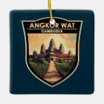 Angkor Wat Cambodia Reisen Vintag Keramikornament<br><div class="desc">Angkor Wat Vektorgrafik. Angkor Wat ist ein Tempelkomplex in Kambodscha,  der von den Guinness World Platten als die größte religiöse Struktur der Welt gilt. Es liegt in der antiken Stadt der Khmer-Hauptstadt in Angkor,  im Norden Kambodschas.</div>