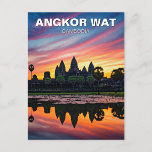 Angkor Wat Cambodia Sunset Postkarte