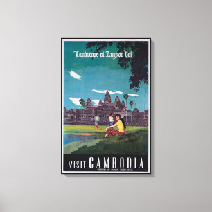 Angkor Wat Cambodia Vintage Travel Print Leinwanddruck