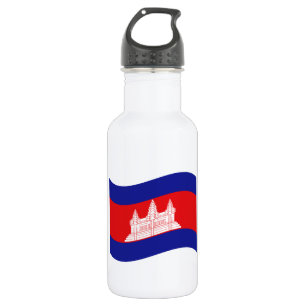 Angkor Wat Cambodian Flag Wave Edelstahlflasche