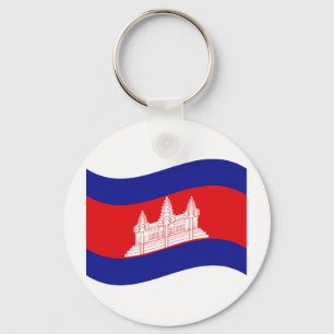 Angkor Wat Cambodian Flag Wave Schlüsselanhänger