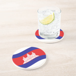 Angkor Wat Cambodian Flag Wave Untersetzer