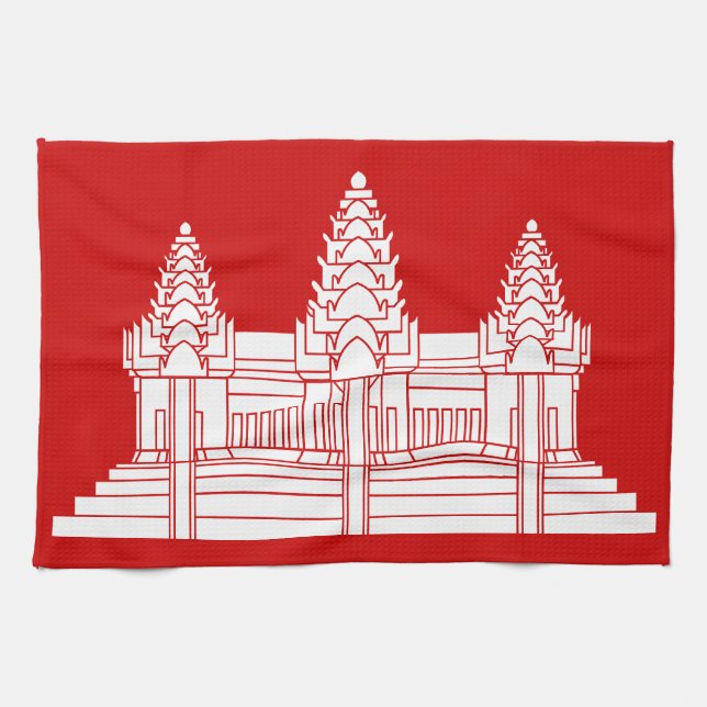 Angkor Wat Cambodian / Khmer Flag Geschirrtuch (Horizontal)