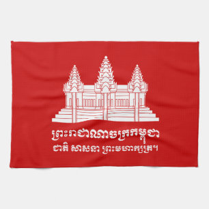 Angkor Wat Cambodian / Khmer Flag mit Motto Geschirrtuch
