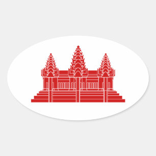 Angkor Wat Cambodian / Khmer Flag Ovaler Aufkleber