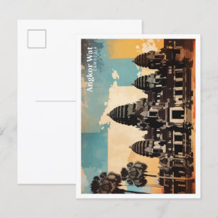 Angkor Wat Kambodscha Pop-Art-Reiseillustration Postkarte