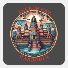 Angkor Wat, Kambodscha Quadratischer Aufkleber
