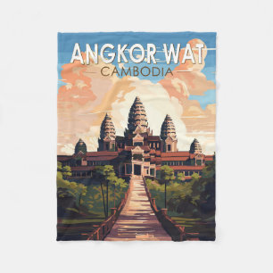 Angkor Wat Kambodscha Reise Kunst Vintage Fleecedecke