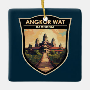 Angkor Wat Kambodscha Reise Kunst Vintage Keramikornament
