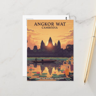 Angkor Wat Kambodscha Reise Kunst Vintage Postkarte