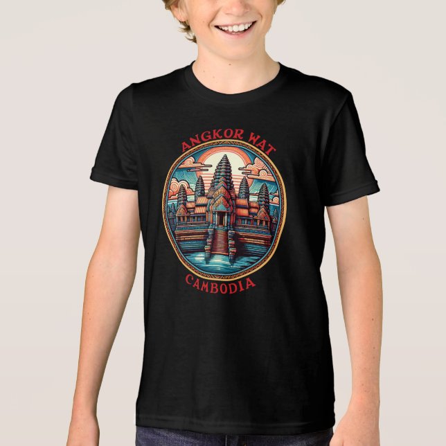 Angkor Wat, Kambodscha Tri-Blend Shirt (Vorderseite)