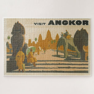 Angkor Wat Kambodscha Vintage Reise Druck Puzzle