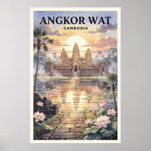 Angkor Wat Kambodscha Vintage Reise Poster