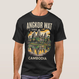 Angkor Wat Kambodscha Vintage-Reiseposter Retro 70 T-Shirt