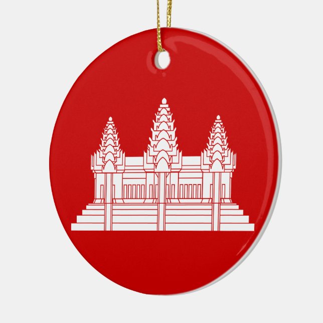 Angkor Wat Kambodschaner/Khmer-Flagge Keramik Ornament (Links)