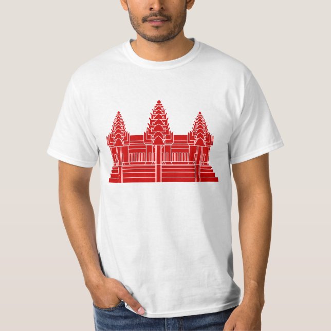 Angkor Wat Kambodschaner/Khmer-Flagge T-Shirt (Vorderseite)
