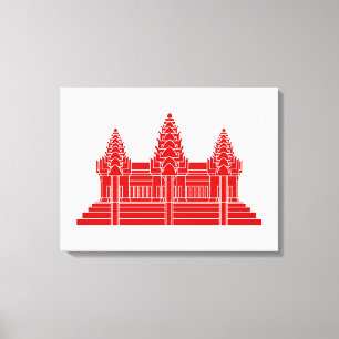 Angkor Wat kambodschanische / Khmer Flagge Leinwanddruck