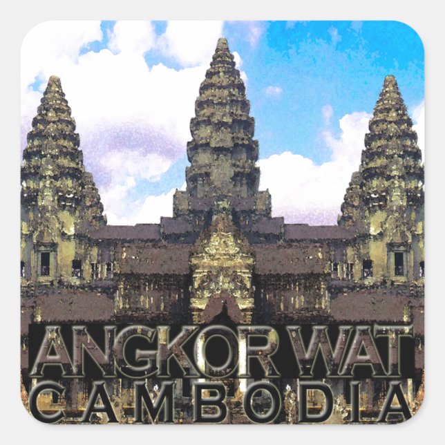 Angkor Wat Quadratischer Aufkleber (Vorderseite)