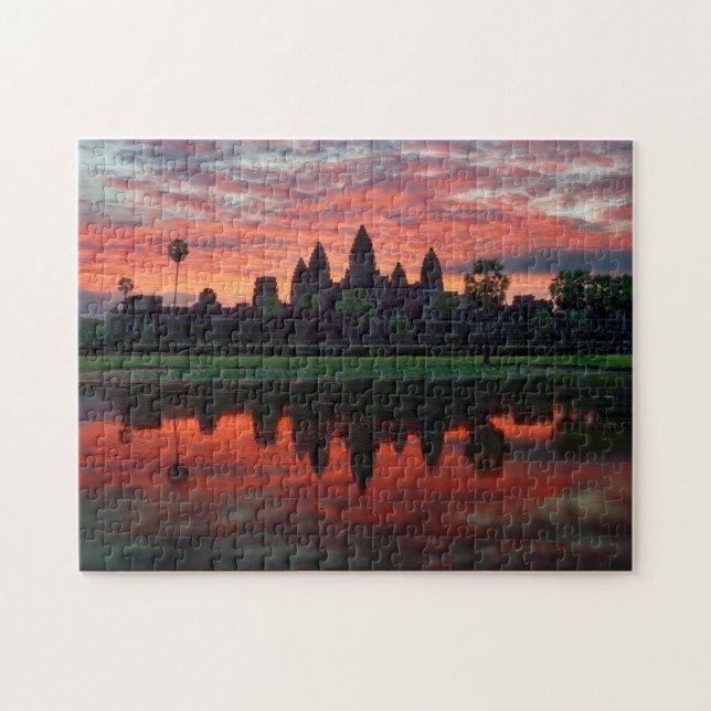 Angkor Wat Reflection in Pond in Kambodscha Puzzle (Horizontal)