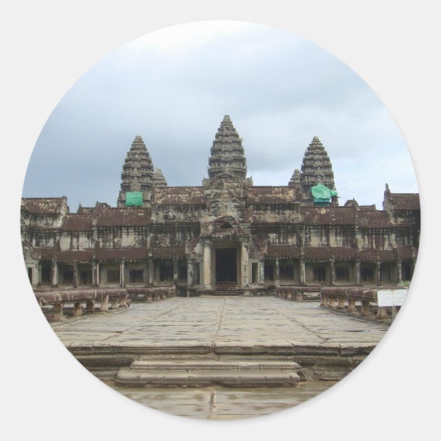 Angkor Wat Runder Aufkleber (Vorderseite)