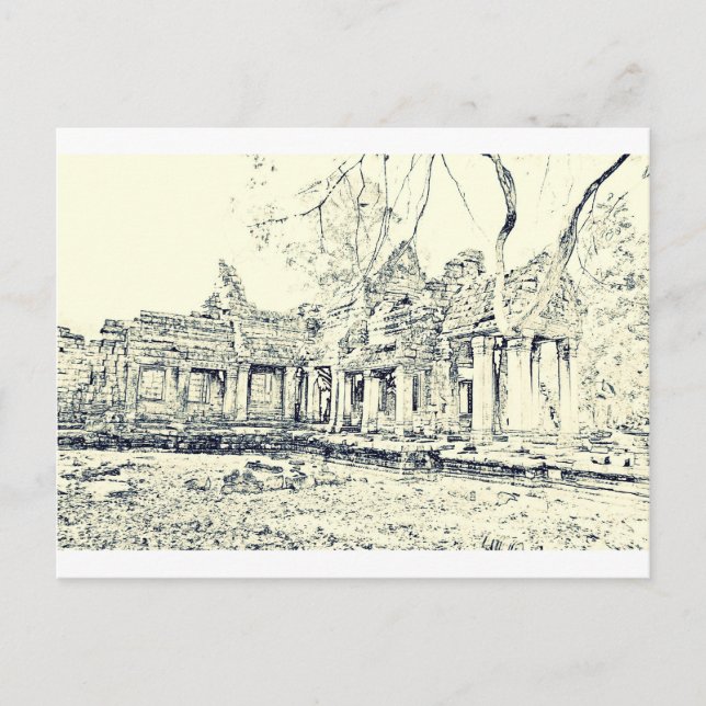 Angkor Wat Sketch Postkarte (Vorderseite)