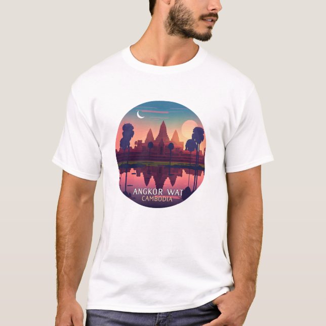 Angkor Wat Sunrise Cambodia Siem Reap Retro T-Shirt (Vorderseite)