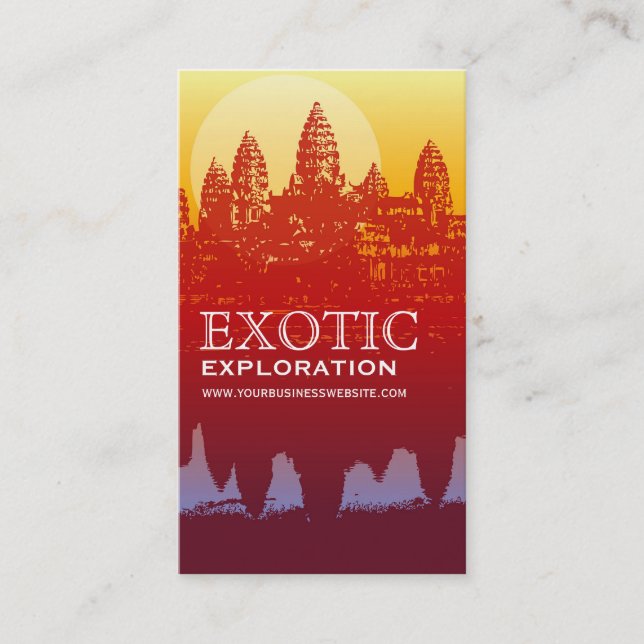 Angkor Wat Sunset Modern Silhouette Business Card Visitenkarte (Vorderseite)