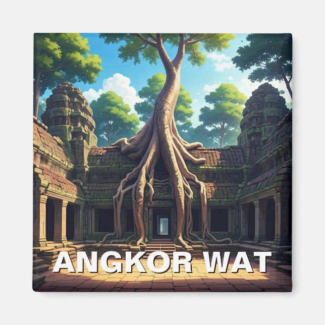 Angkor Wat Temple Tree Cambodia Magnet (Vorne)