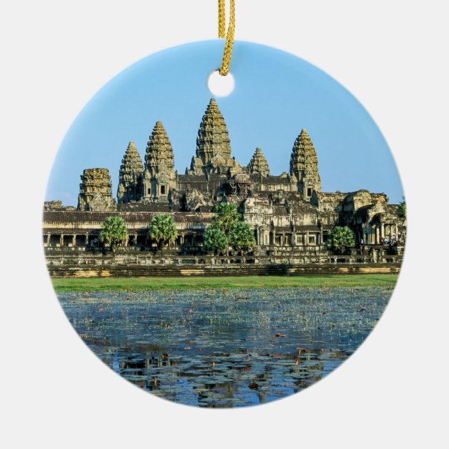 Angkor Wat und Reflexion im See - Kambodscha Keramik Ornament (Vorne)