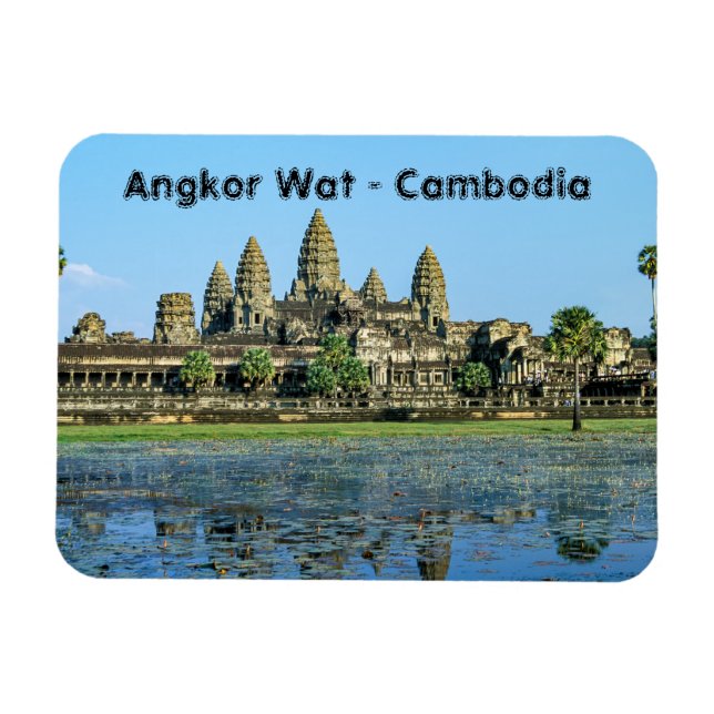 Angkor Wat und Reflexion im See - Kambodscha Magnet (Horizontal)
