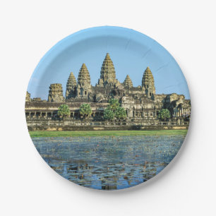 Angkor Wat und Reflexion im See - Kambodscha Pappteller