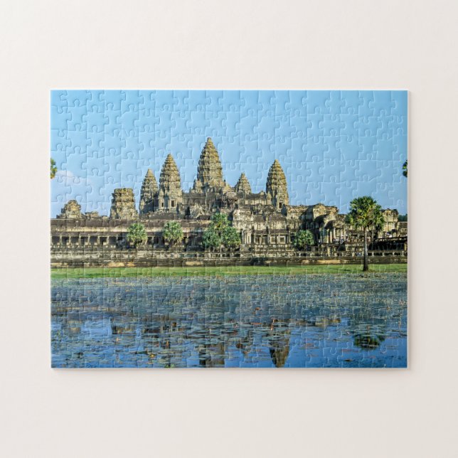Angkor Wat und Reflexion im See - Kambodscha Puzzle (Horizontal)