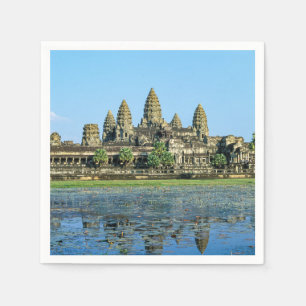 Angkor Wat und Reflexion im See - Kambodscha Serviette