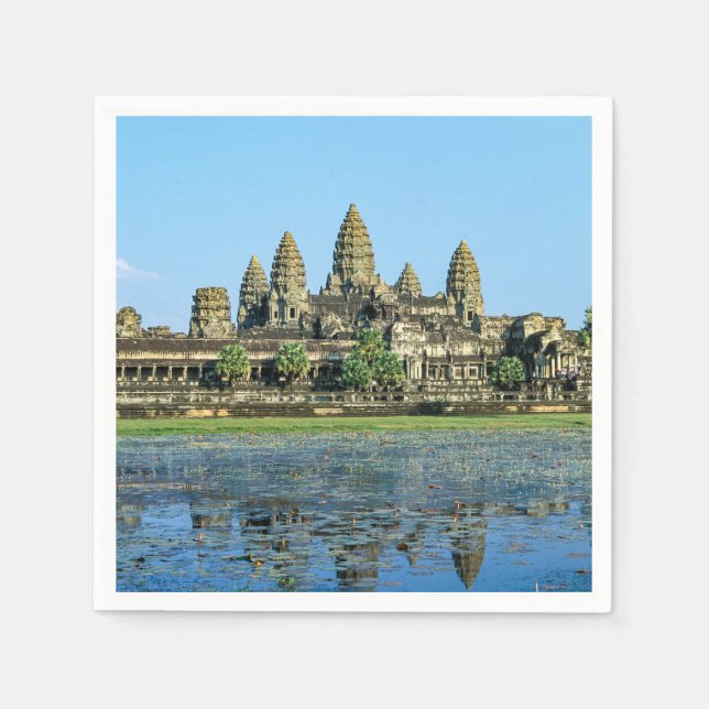 Angkor Wat und Reflexion im See - Kambodscha Serviette (Vorderseite)