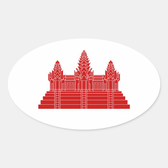 Angkor Wat Ver.2.0. Khmer Temple Ovaler Aufkleber (Vorderseite)