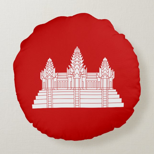 Angkor Wat Ver.2.0. Khmer Temple Rundes Kissen (Rückseite)